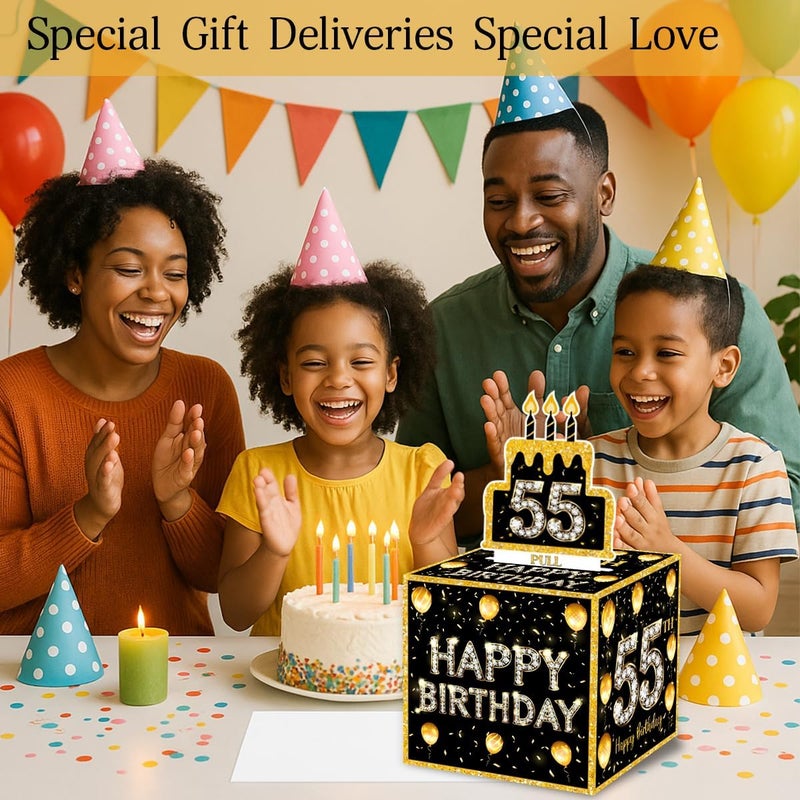ChillHui Store 55th Birthday Money Gift Boxes, Fifty-Five Years Old Birthday Money Pull Box for Men Women - Image 5